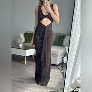 SHEIN Brown Cutout Maxi Dress